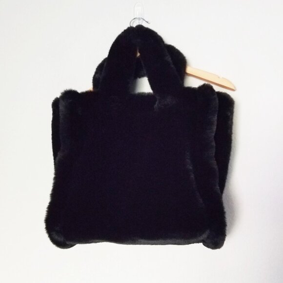 STAND STUDIO Black Lolita Teddy Tote Medium Plush Faux Fur Tote Bag $360 Soft - Picture 15 of 15